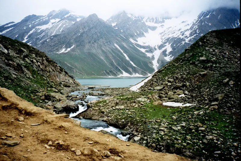 Sheshnag Lake on the Amarnath Yatra route, with snow patches